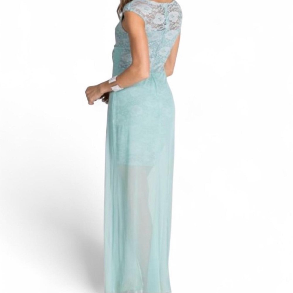 Mint Lace Chiffon Sheath Dress - Picture 2 of 2